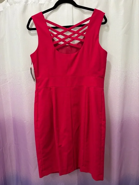 NWOT Rafaella Red Lattice Neckline Sheath Dress - Picture 6 of 6